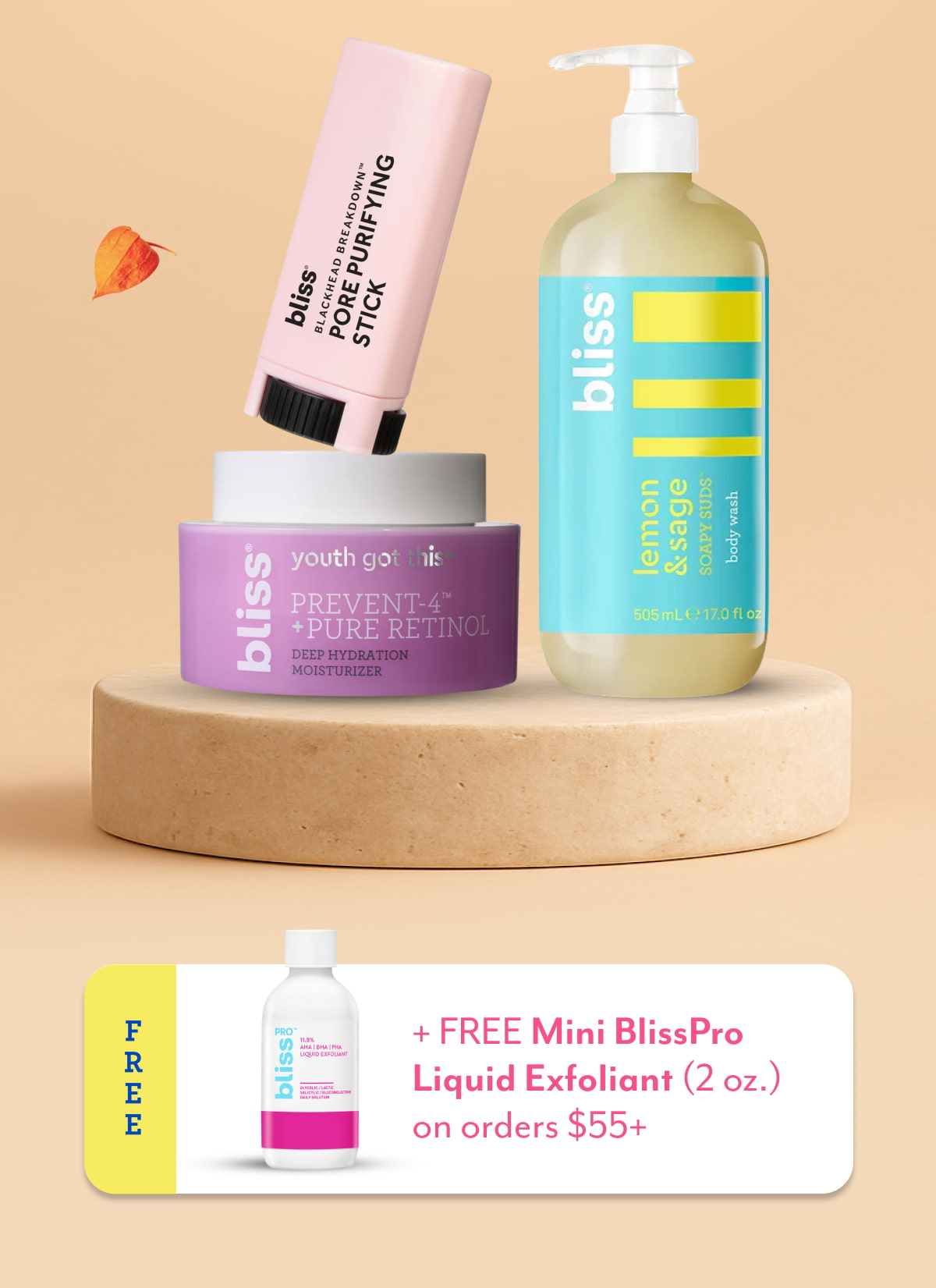 + Free Mini BlissPro Liquid Exfoliant (2 oz.) on orders $55+