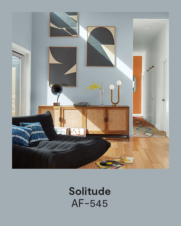 Solitude AF-545 - A living room with blue painted walls and white ceiling.
