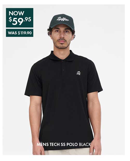 MENS TECH SS POLO BLACK