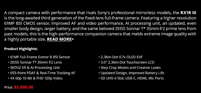Sony revives its camera line with the RX1R III Digital Camera...Read More
