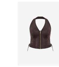 Shop the Harlow Sueded Halter Zip Top