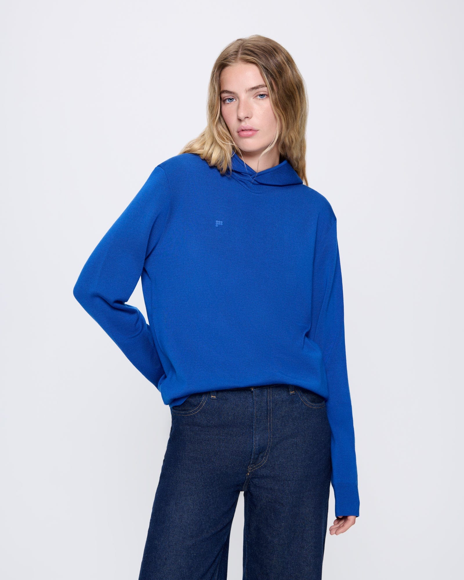 Image of Womens DNA Regenerative Merino Wool Hoodie—earth blue