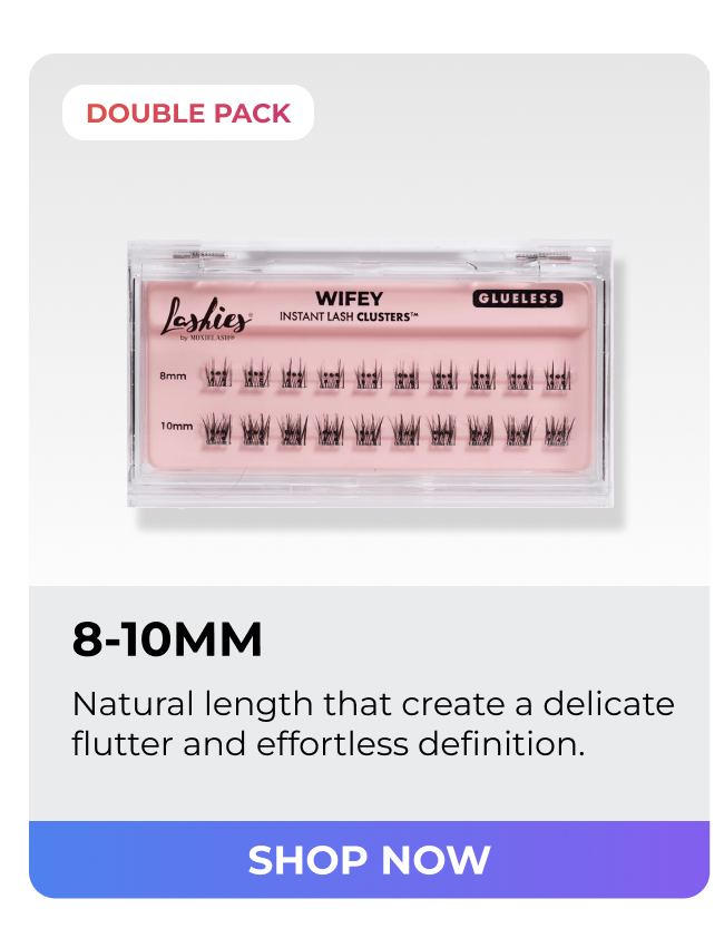 Wifey 8–10mm lash cluster double pack for a soft, natural everyday flutter.