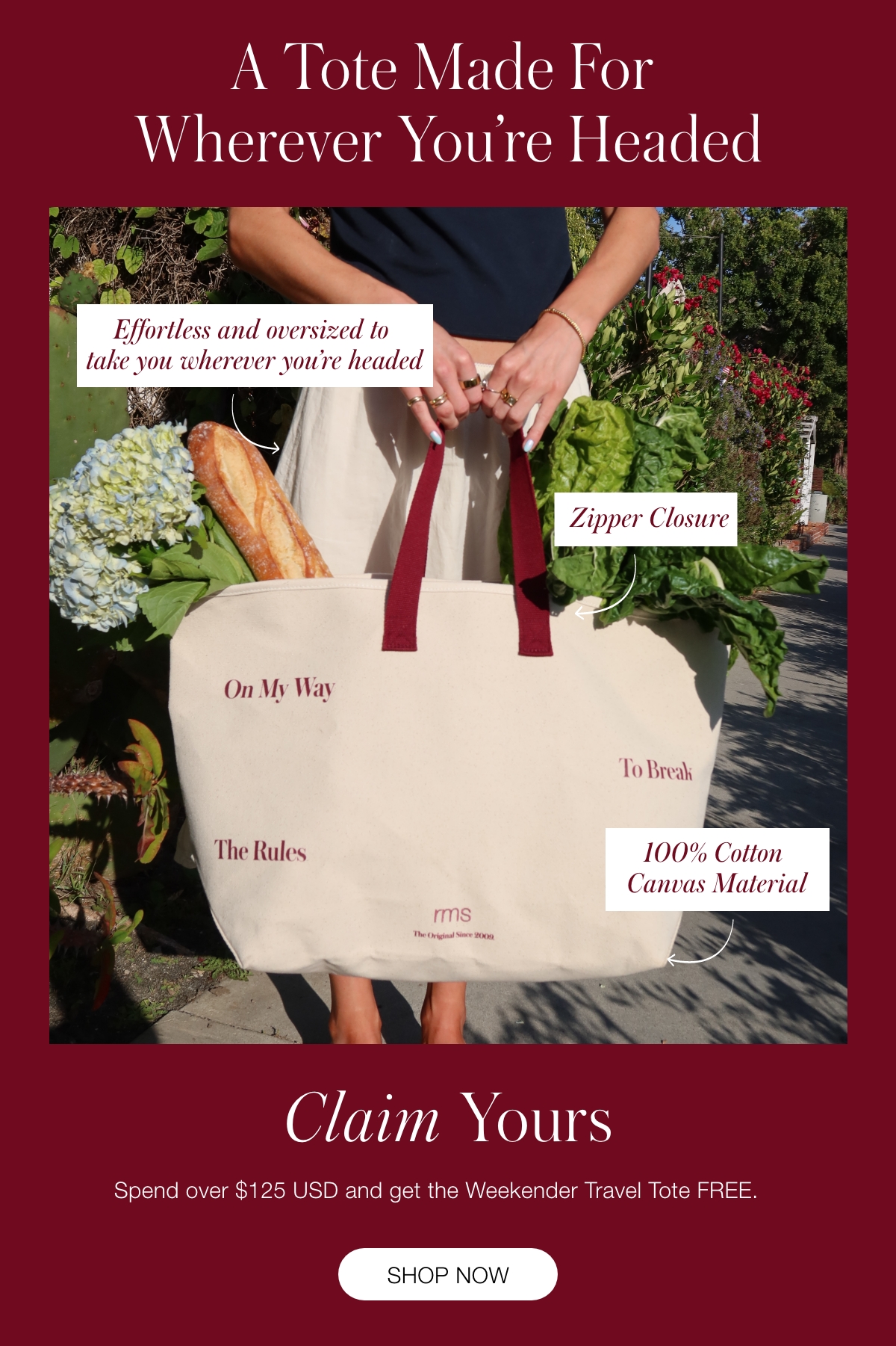 Your Free Gift Is Waiting! Get The Weekender Travel Tote When You Spend $125 USD
