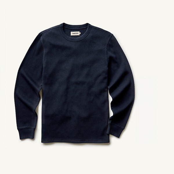 The Organic Cotton Crew in Dark Navy Waffle