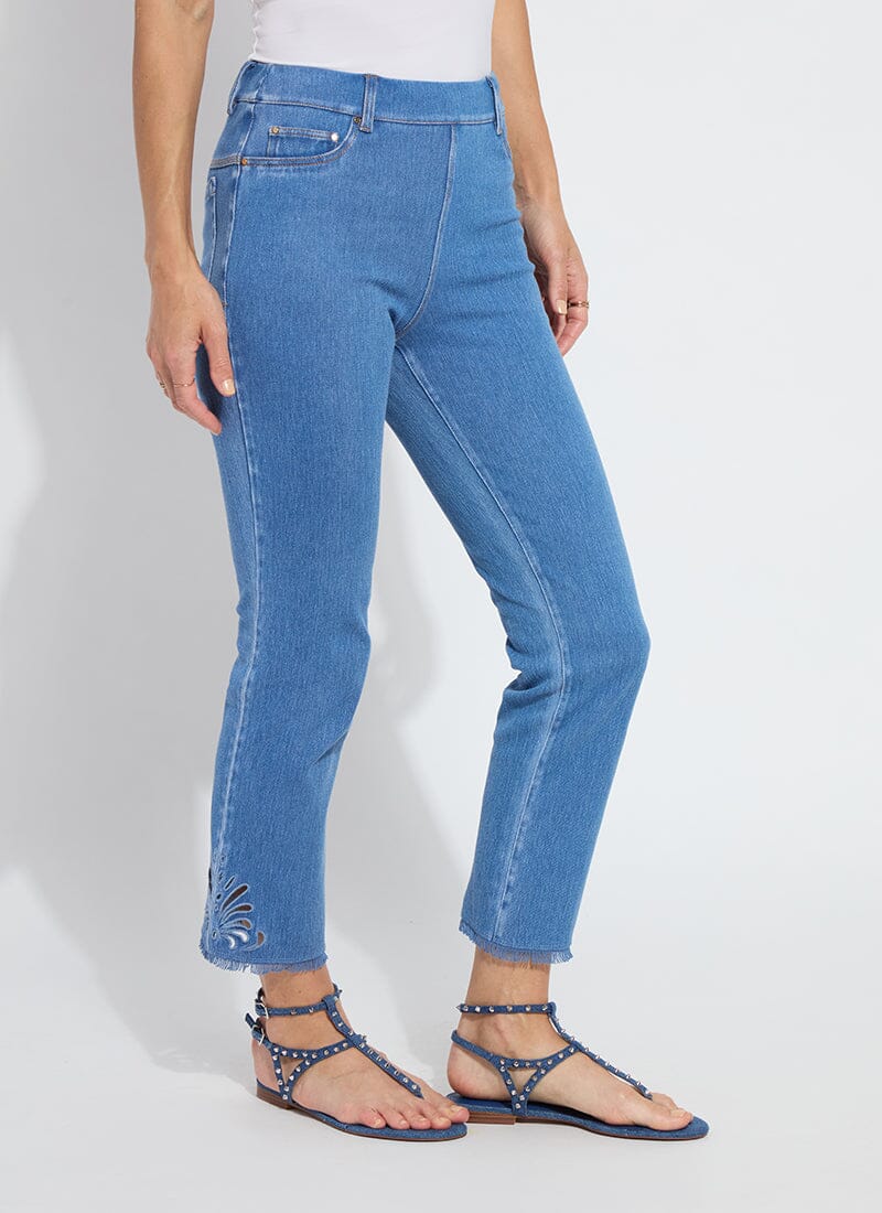 Image of Yori Eyelet Straight Leg Crop Denim (26" Inseam)