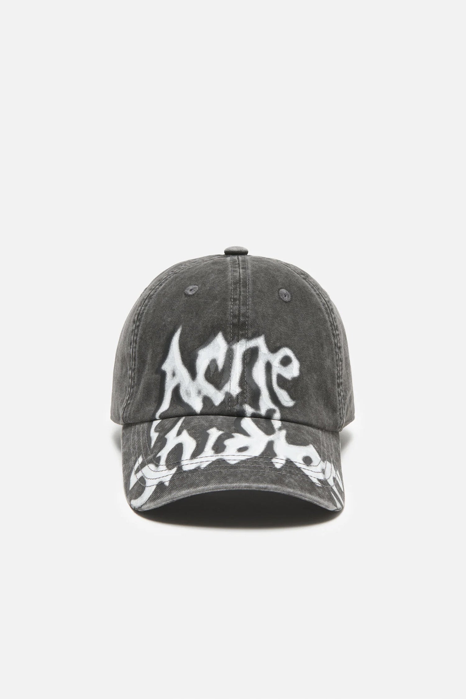 ACNE STUDIOS GOTHIC LOGO CAP IN FADED BLACK, SS26