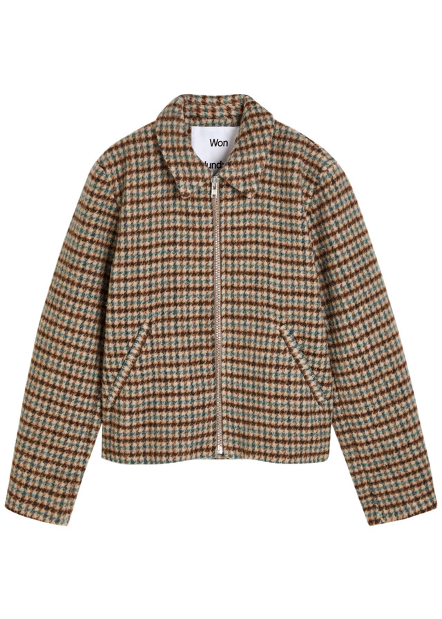 WON HUNDRED Dutton houndstooth brushed wool-blend jacket