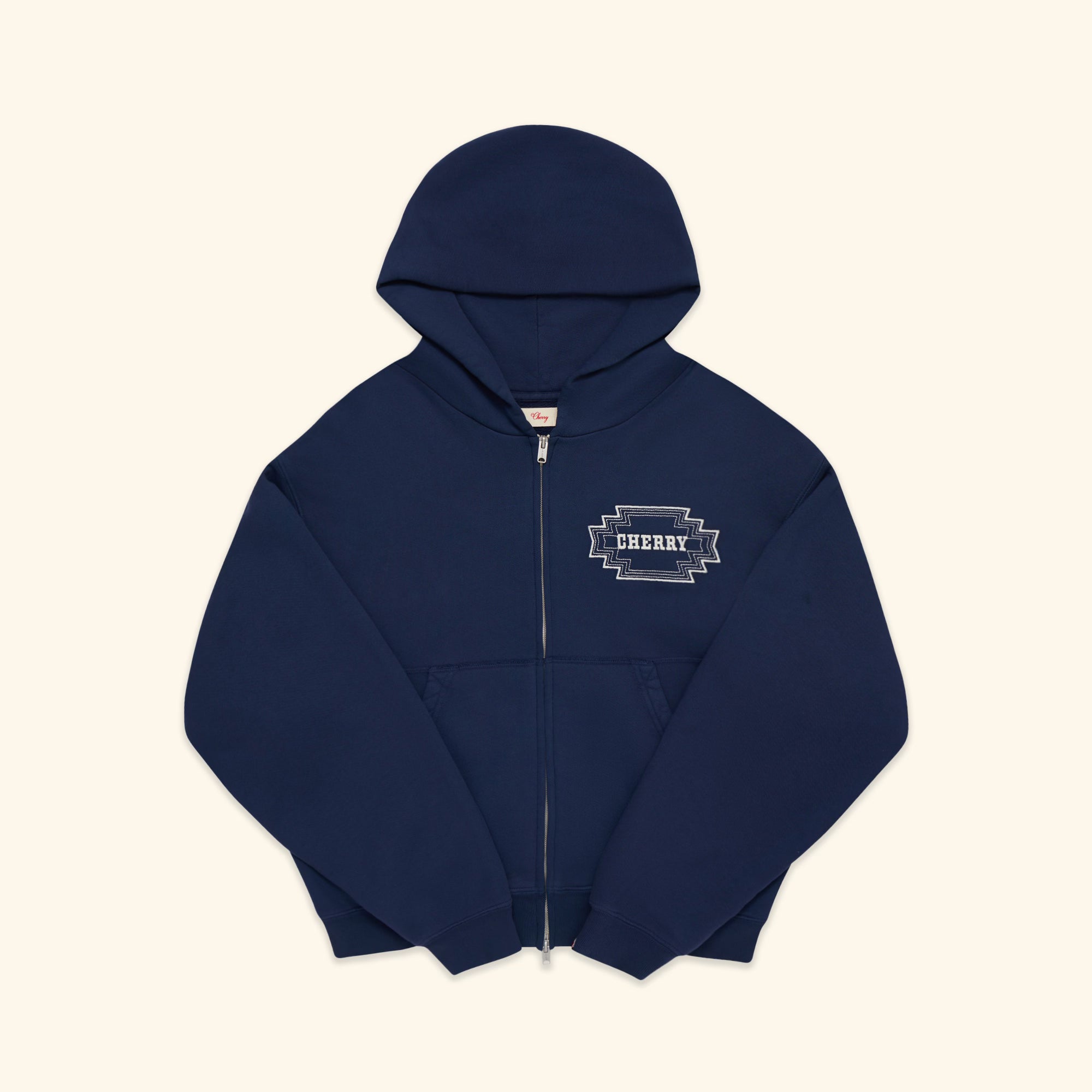 Image of Embroidered Navajo Zip Up Hoodie (Navy)