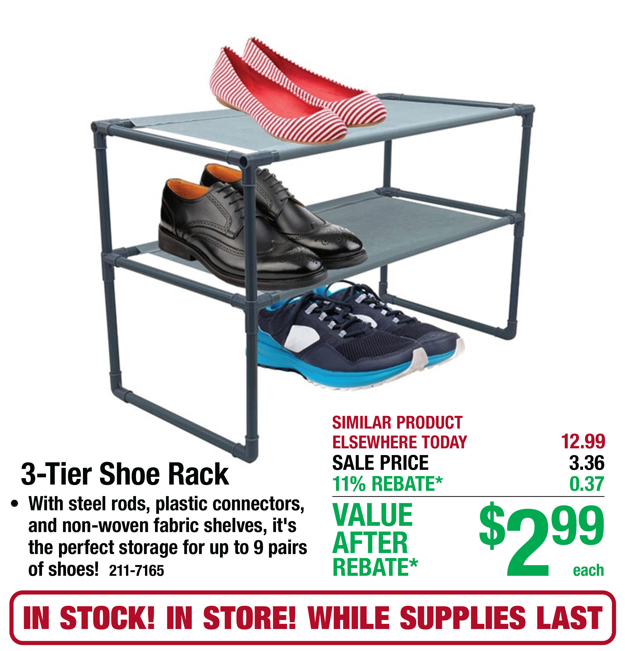 3-Tier Shoe Rack - ONLY $2.99 After Rebate*!