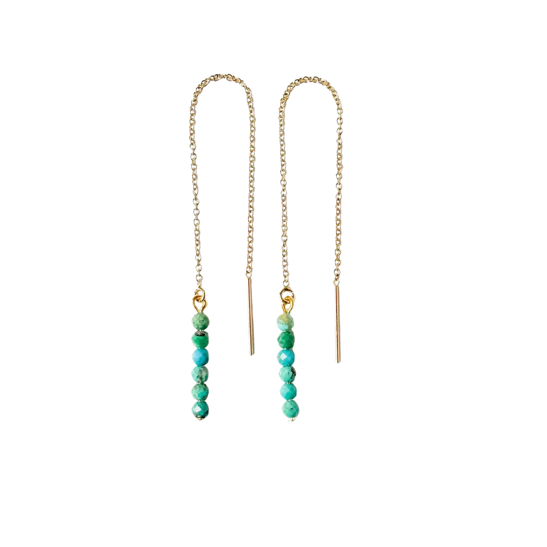 Image of Delicate Gold Filled Authentic Turquoise Threader Earrings