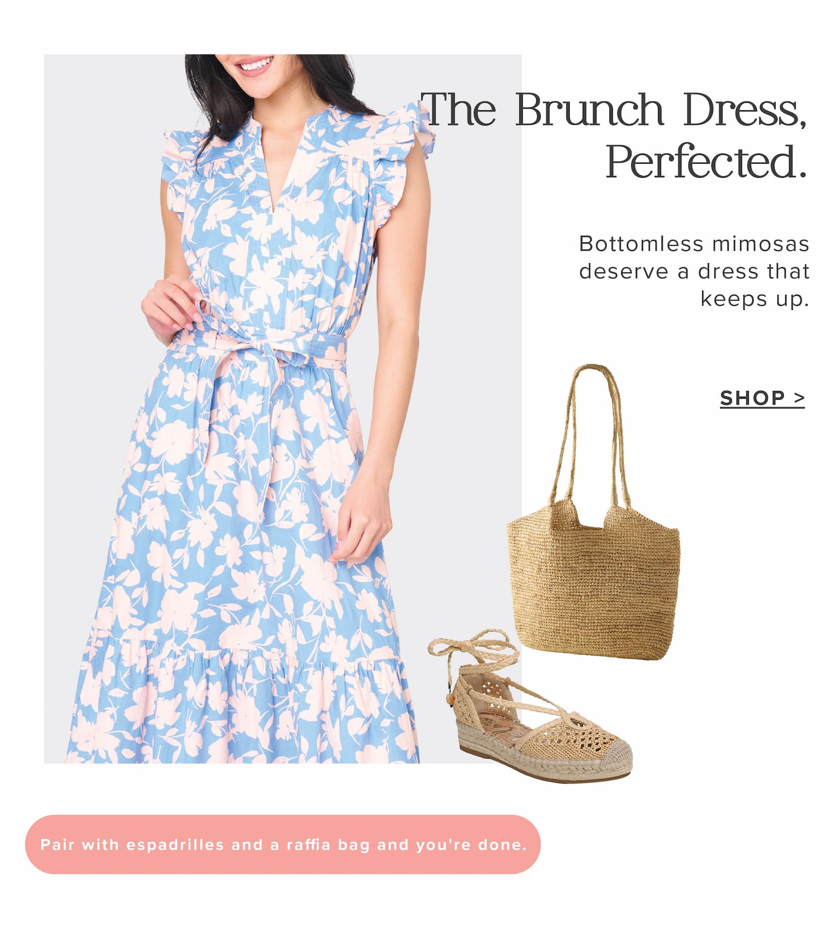 The brunch dress - Notch Neck Flutter Sleeve Maxi Dress