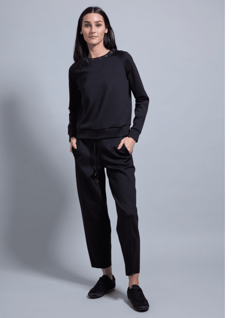 Image of Desi Grommet Detail Neoprene Pullover