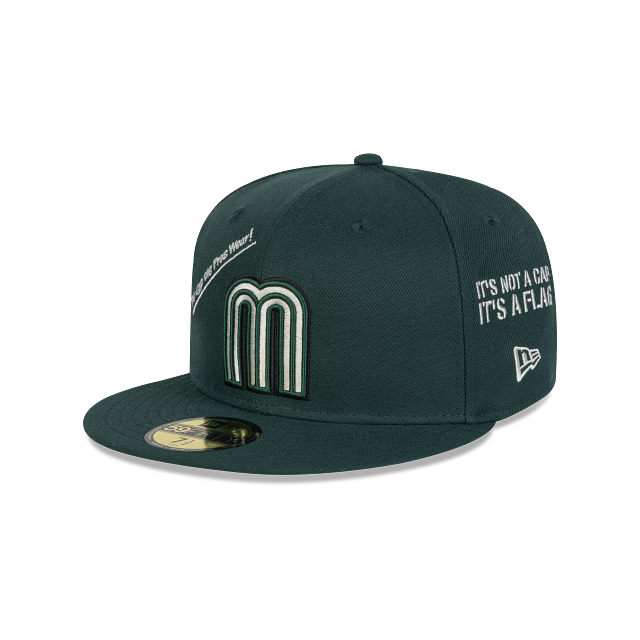 Image of New Era Mexico Anniversary Logos Stone 59FIFTY Fitted Hat- Dark Green