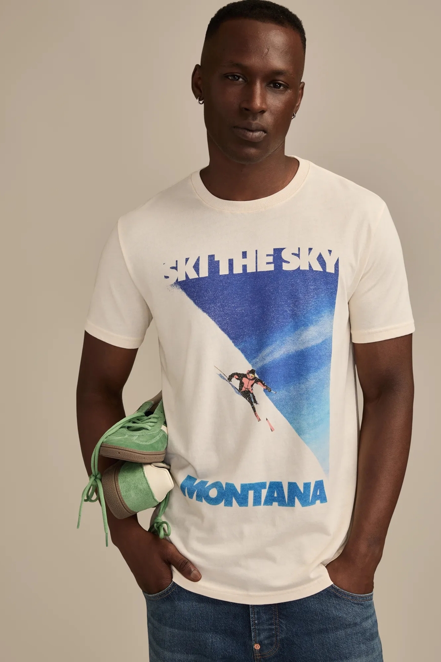 Image of Lucky Brand Ski Montana Tee - Men's Clothing Tops Shirts Tee Graphic T Shirts in Turtledove