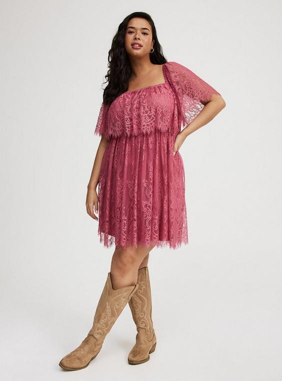Mini Mesh Scallop-Trim Dress