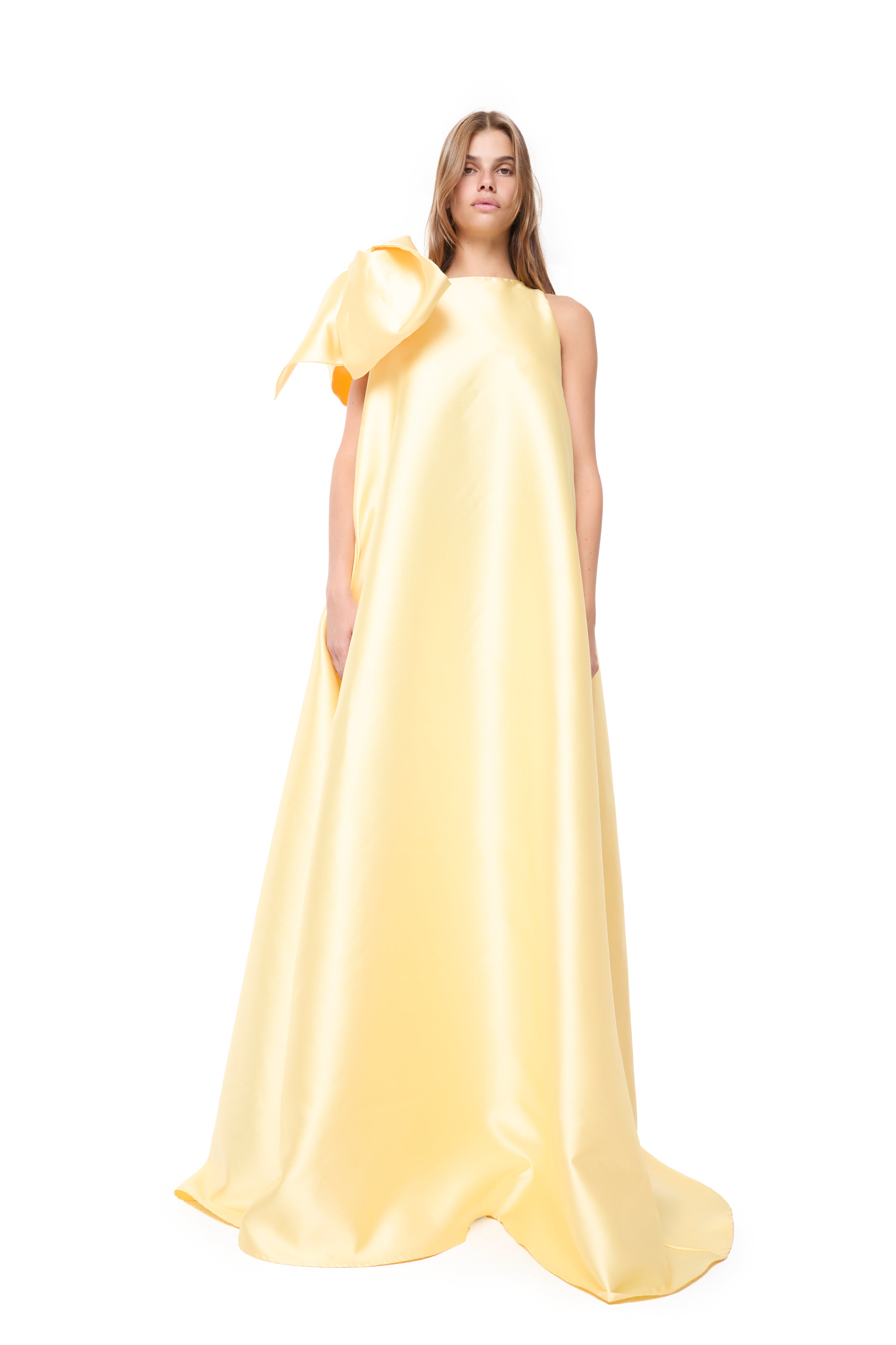 YELLOW LONG BOW DRESS