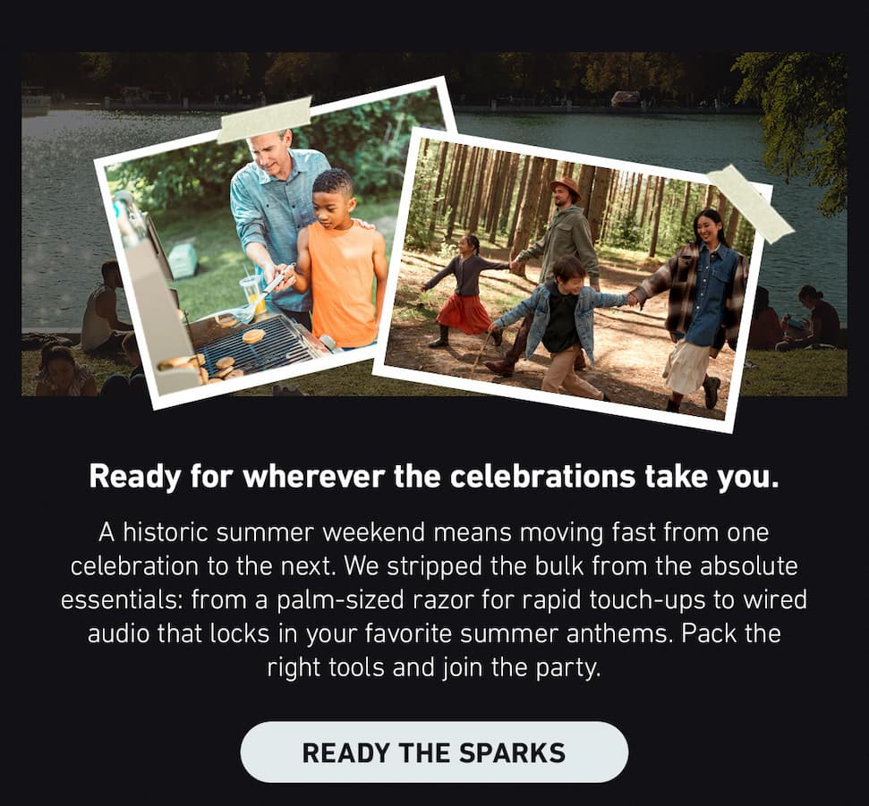 Ready for wherever the celebrations take you. Click to Ready the sparks.