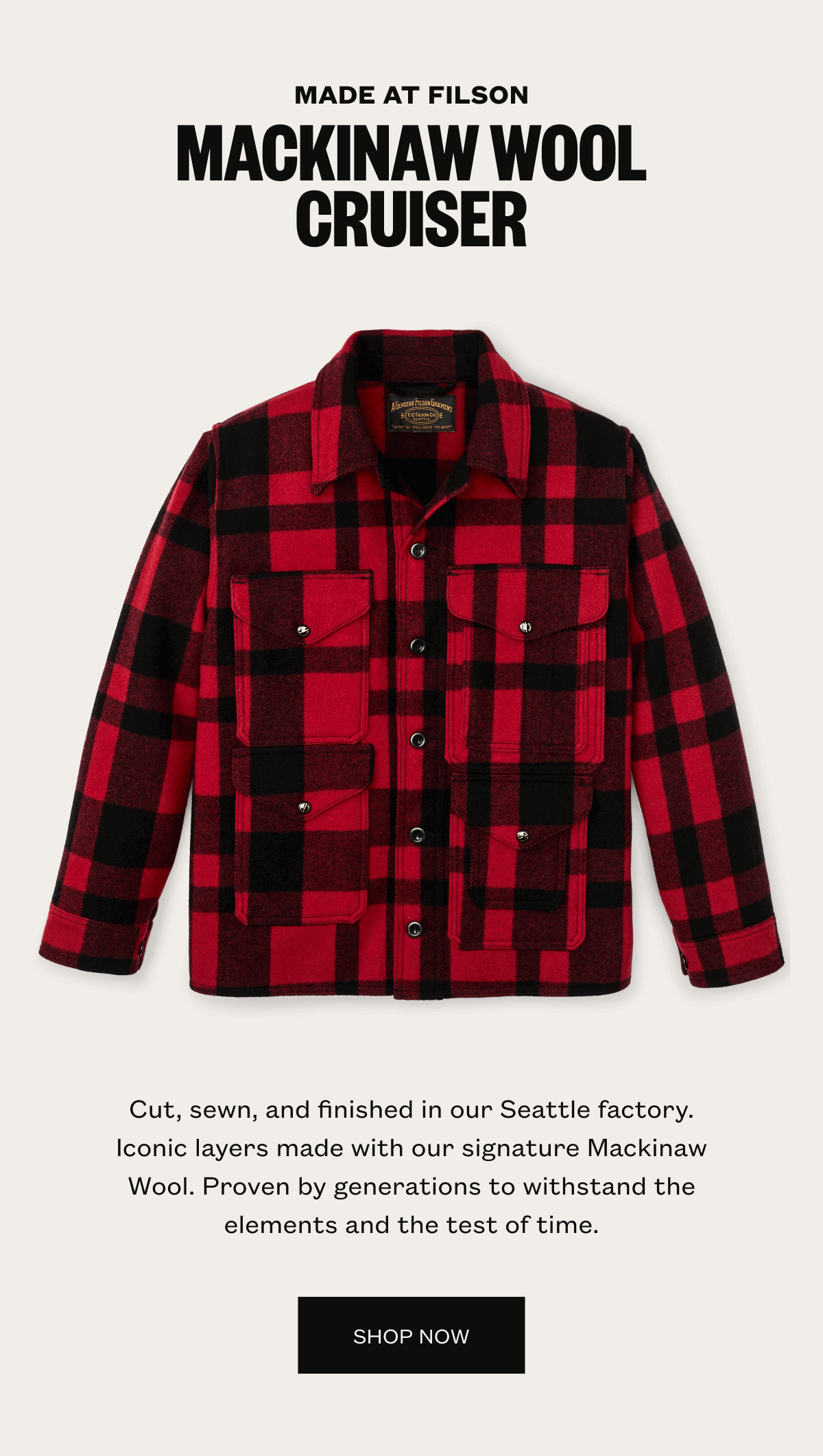 Made at Filson Mackinaw Wool