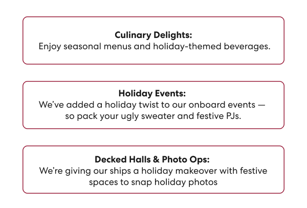 Onboard holiday happenings