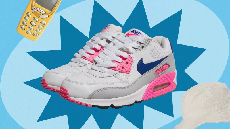 Composite image of 90s-era fashion items.