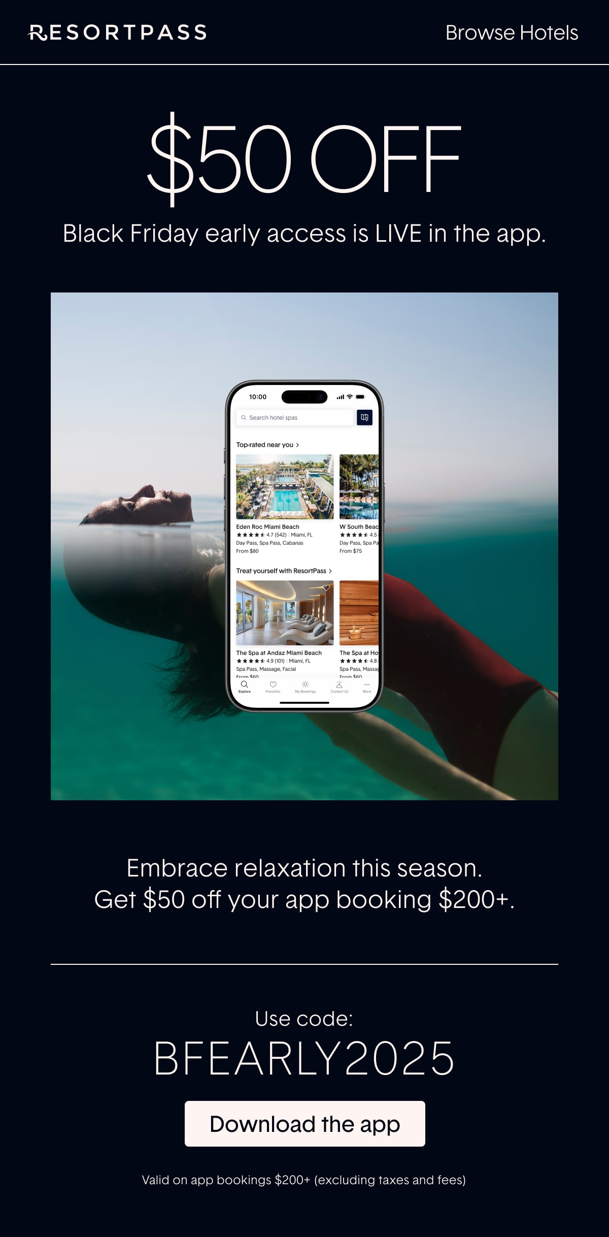 $50 off app bookings $200+