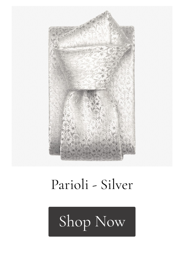 Silver tone on tone silk necktie