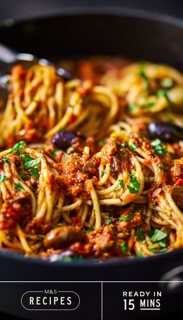 Sardine puttanesca spaghetti recipe