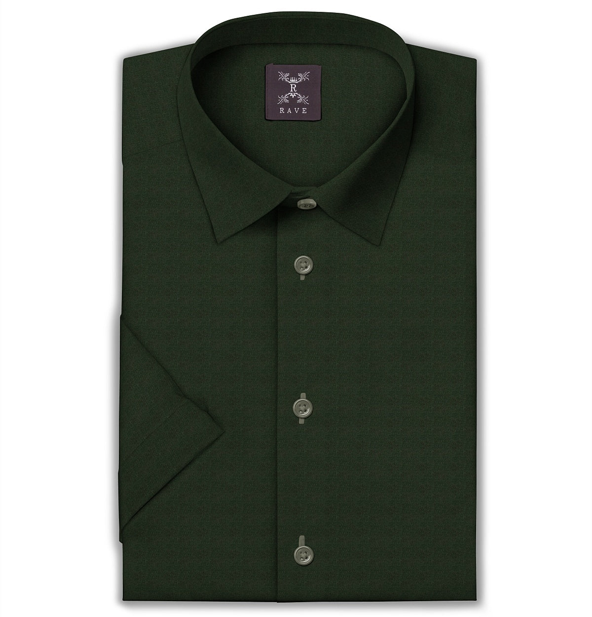 Image of Wrinkle-Resistant - Semi-Spread Collar - Short Sleeve - Forest Green