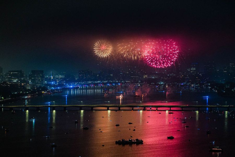 Photo: Fireworks going off on the Fourth of July
