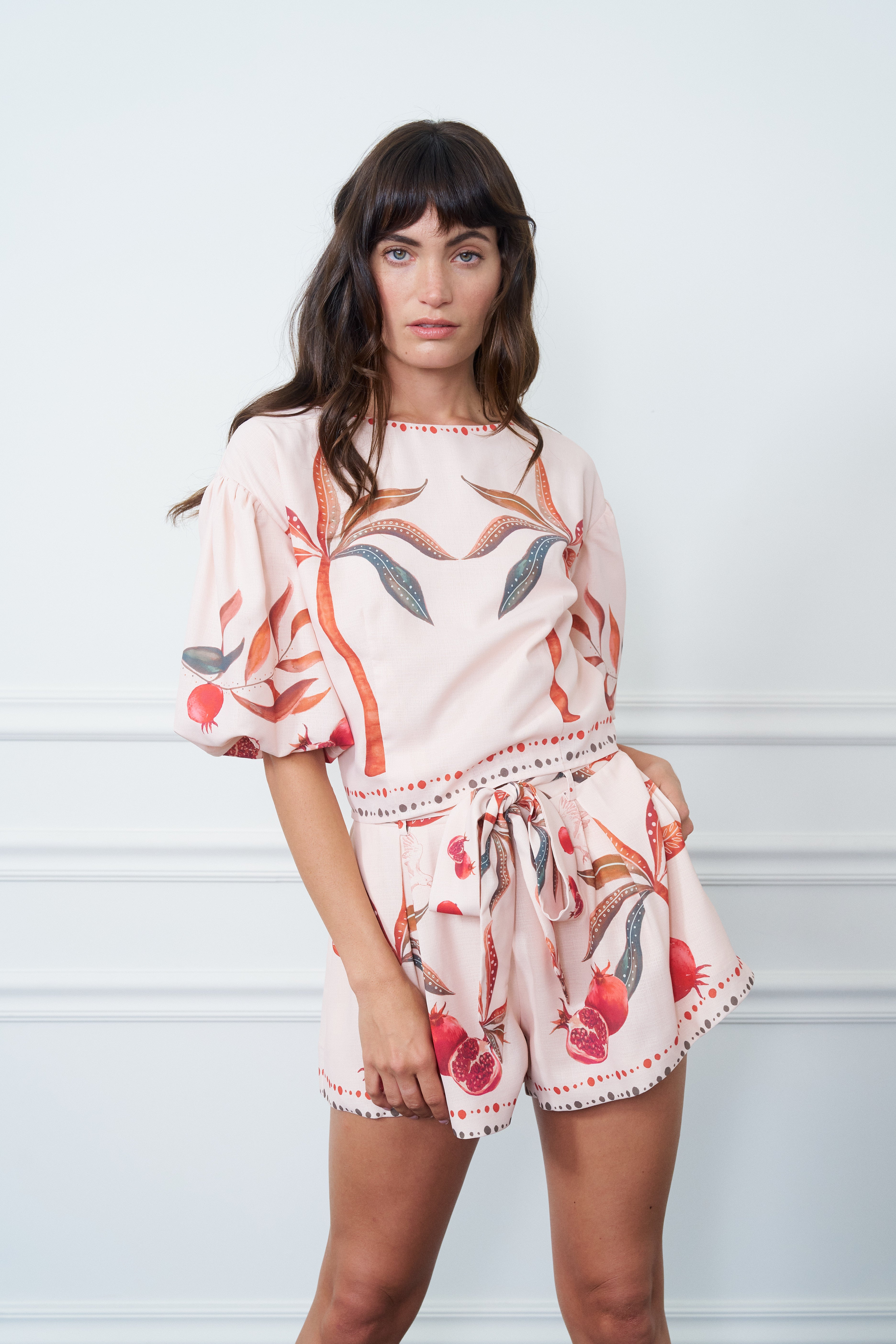 Image of Willa Botanical Print Puff Sleeve Top
