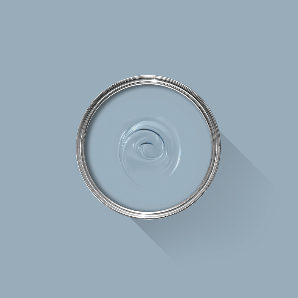 A photo looking down on a Farrow & Ball tin filled with Kittiwake