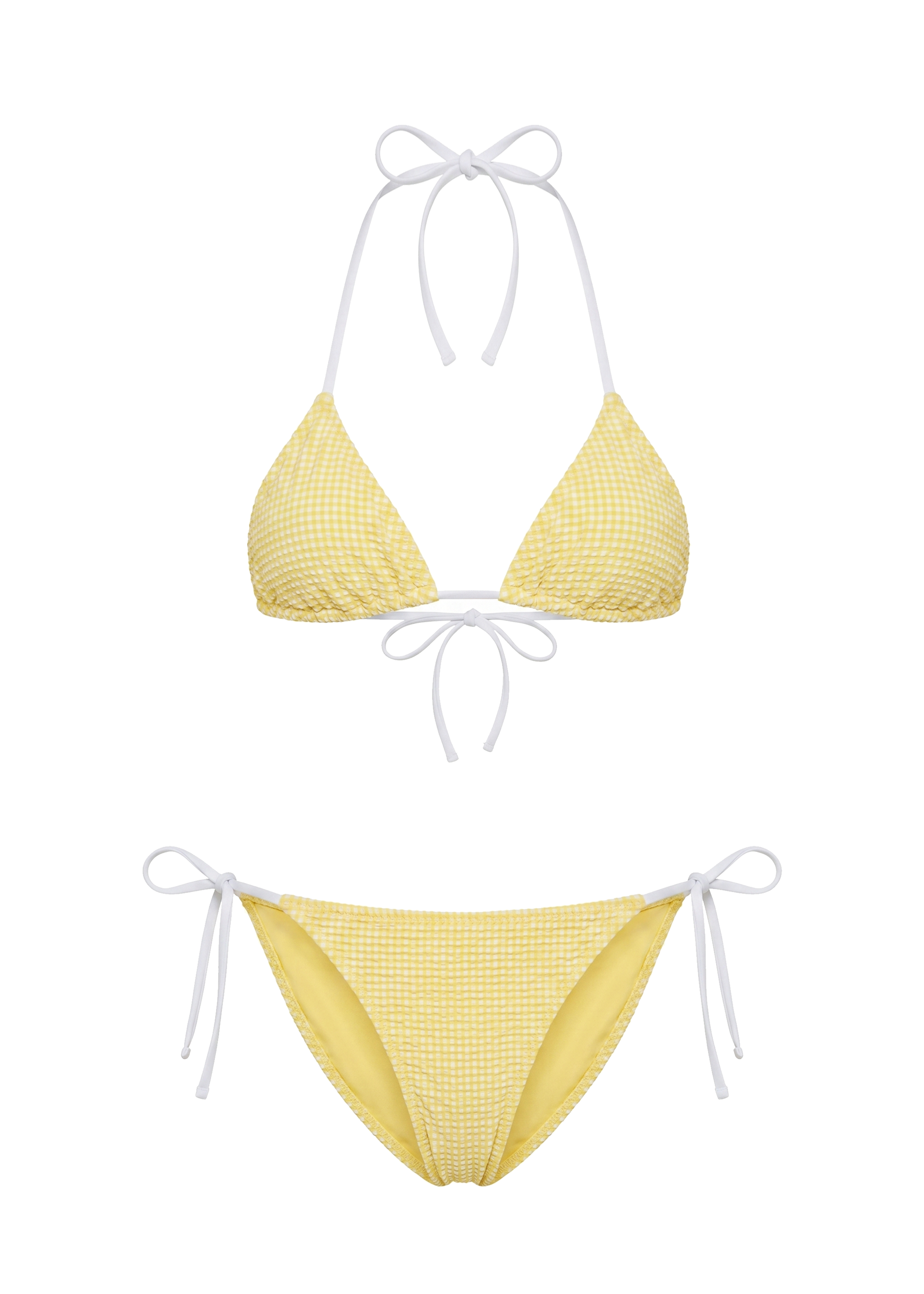 Yellow and white bikini