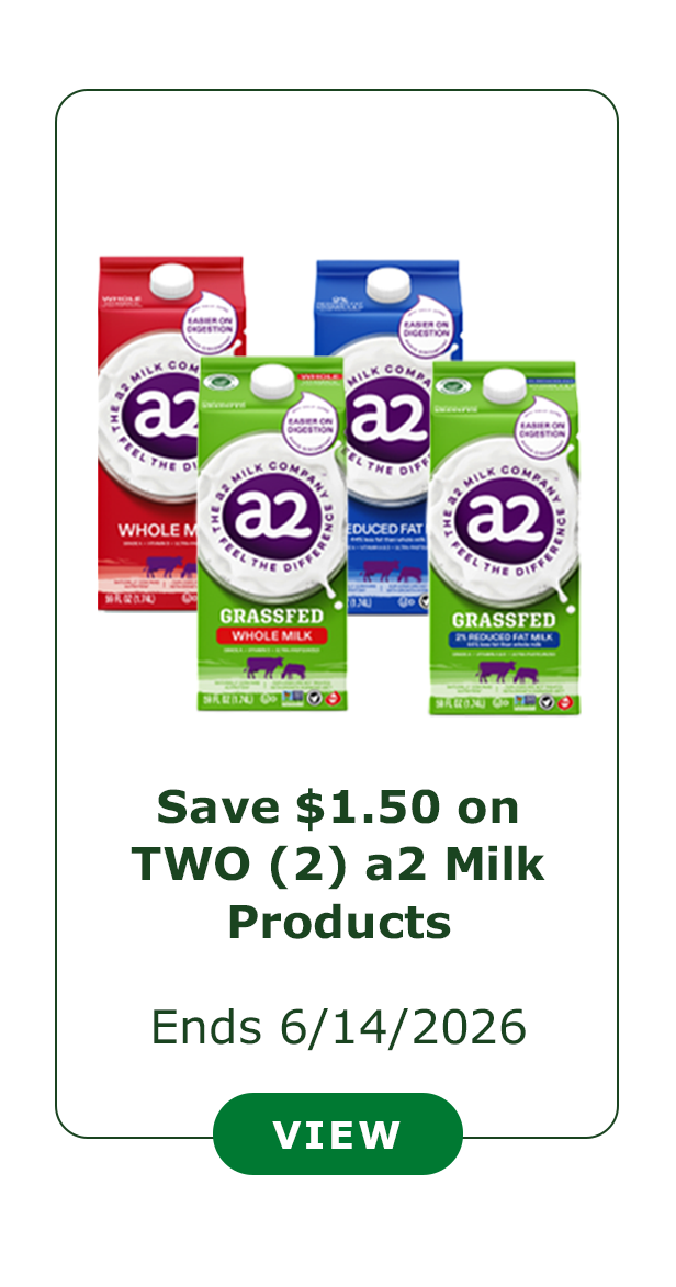 Save $1.50 on TWO (2) The a2 Milk Products