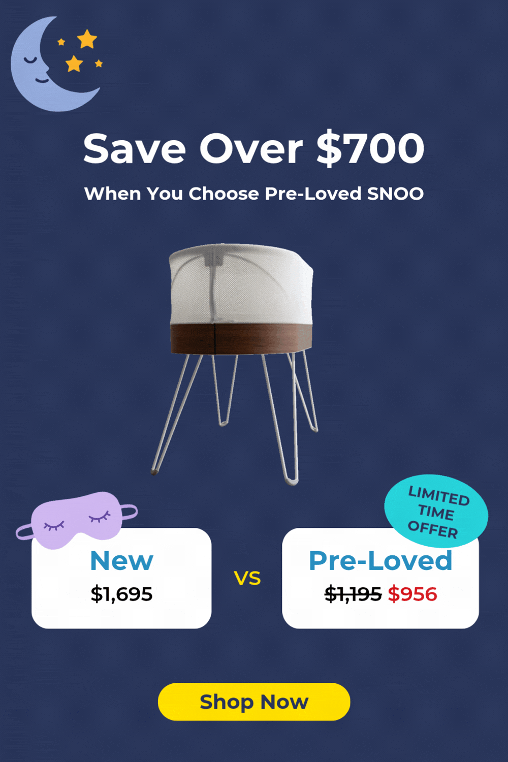 SNOOzefest Sale. Save Over $700. When You Choose Pre-Loved SNOO. Shop Sale 