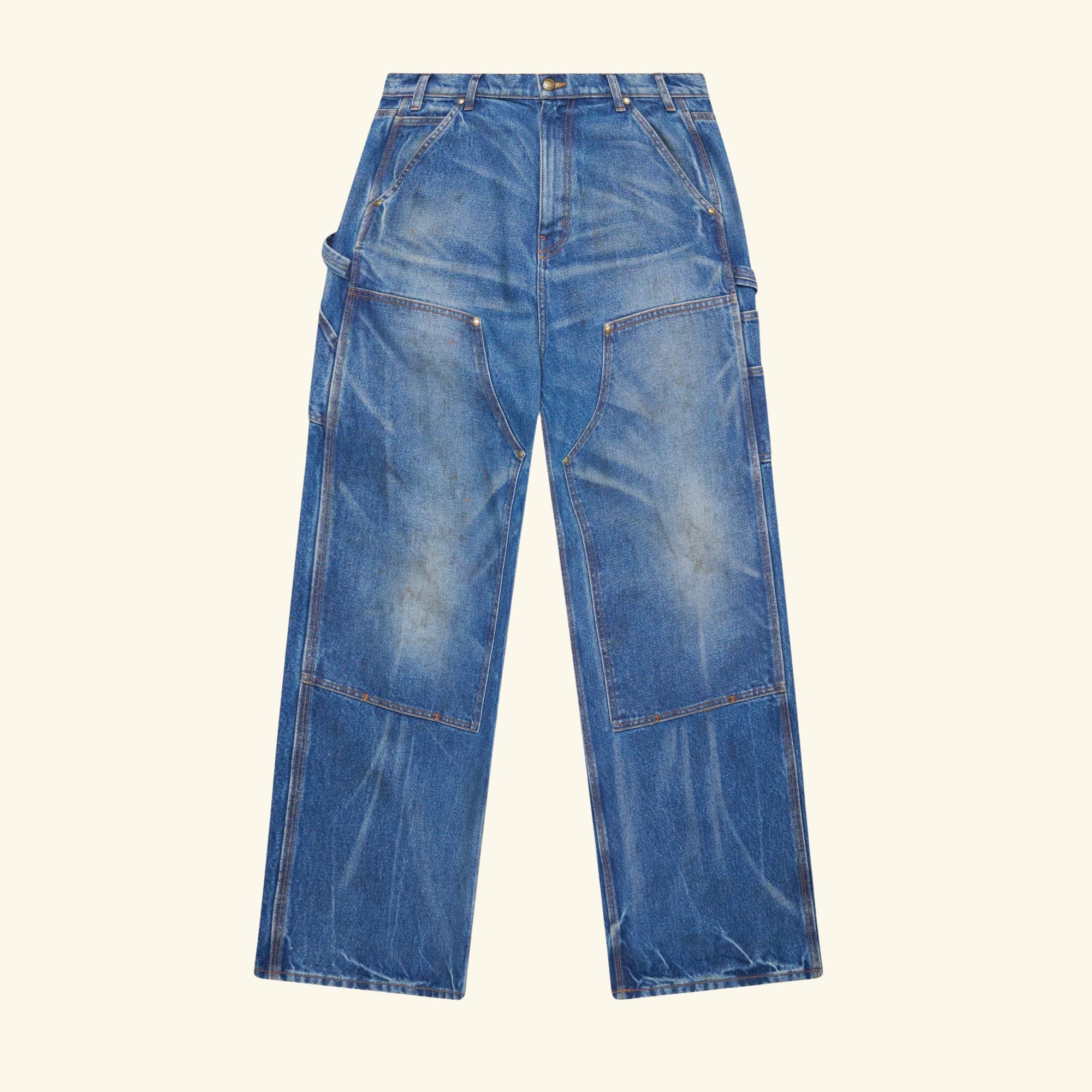 Image of Wide-Leg Double Knee Pants (Denim)