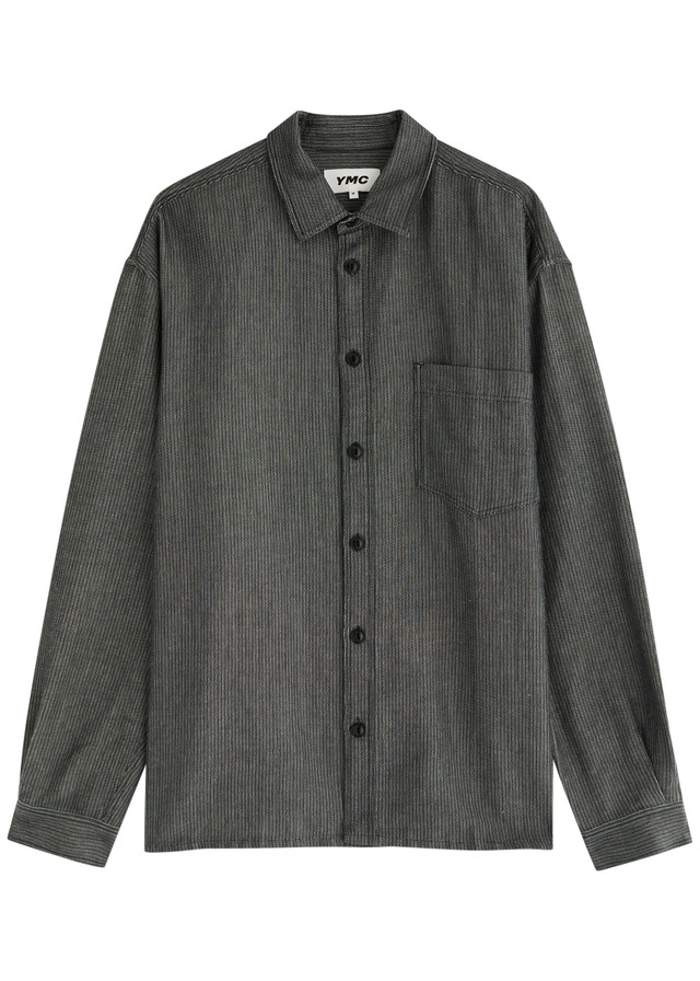 YMC Mitchum striped cotton-blend shirt