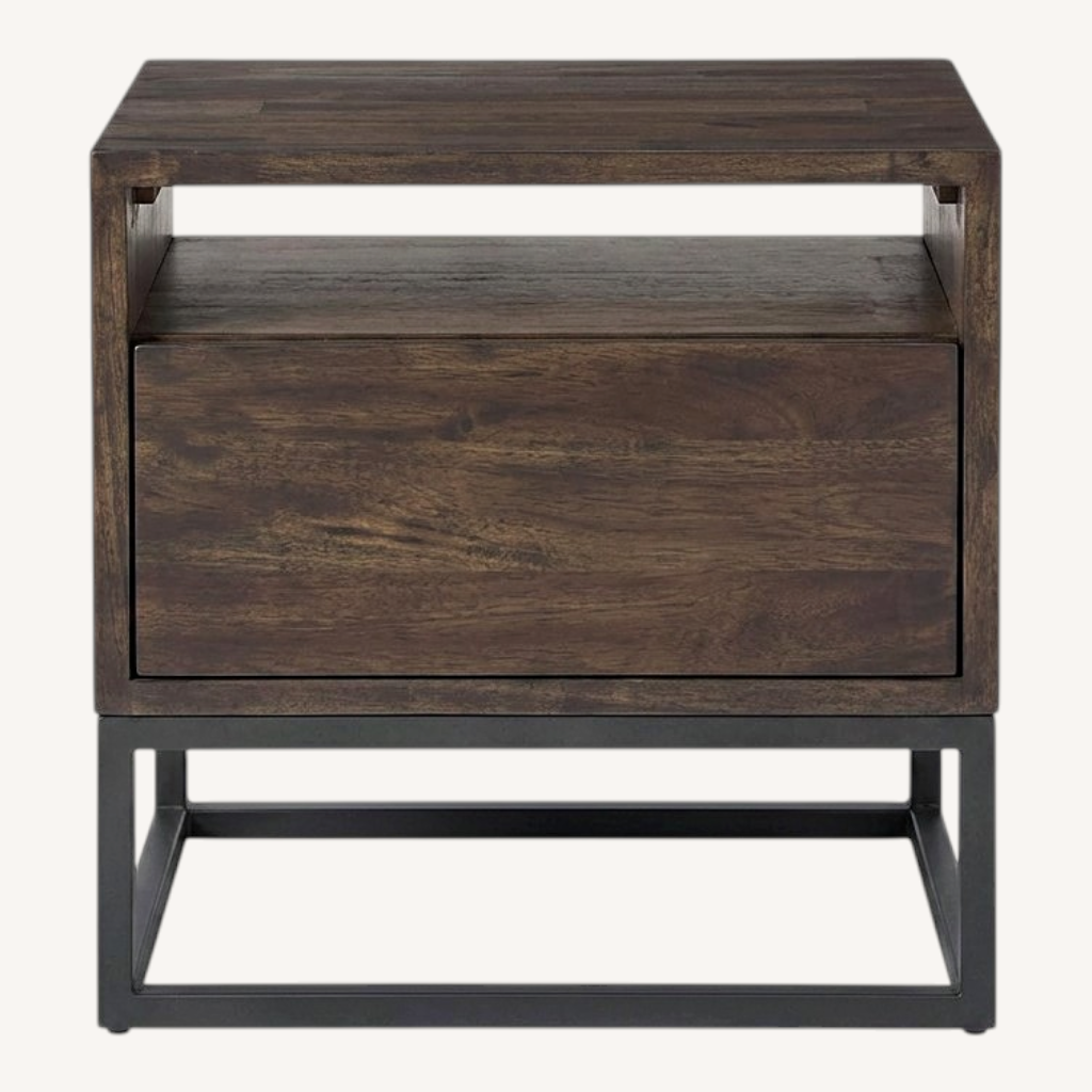 Image of Set Of West Elm Logan Smoked Brown Nightstands