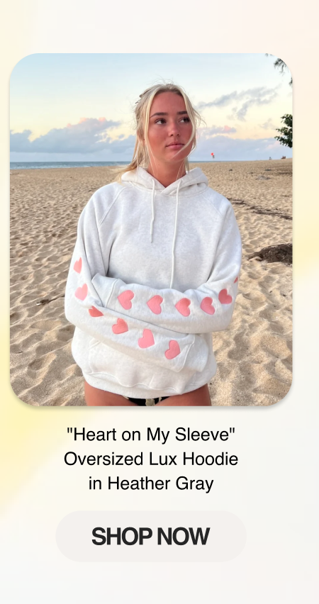"Heart on My Sleeve" Oversized Lux Hoodie in Heather Gray