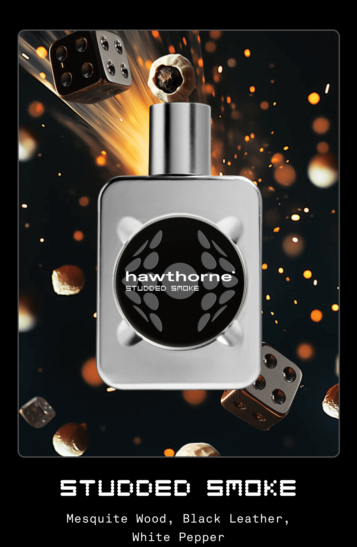 Studded Smoke | Mesquite Wood, Black Leather, White Pepper