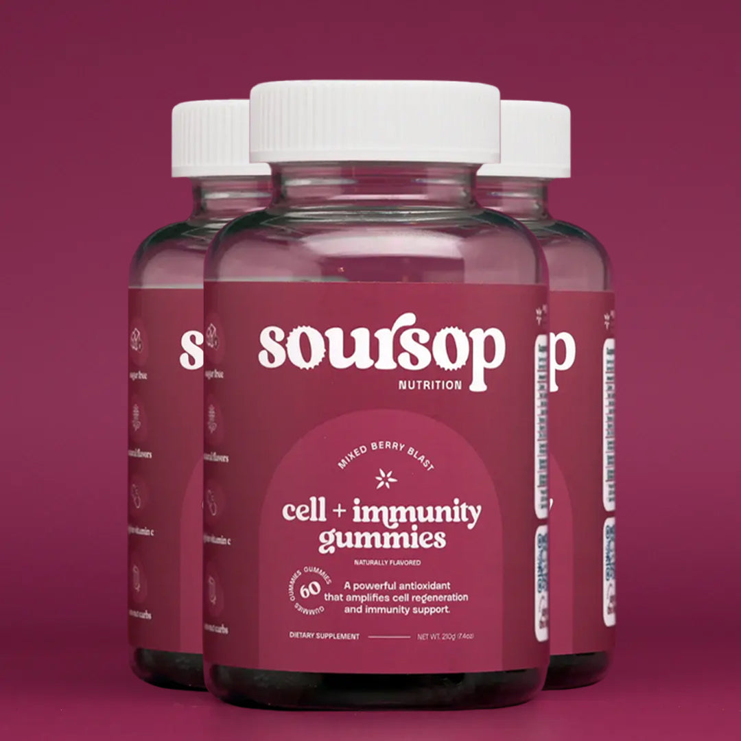Image of Soursop Cell + Immunity Gummies (3 Bottles, $9.95/bottle)