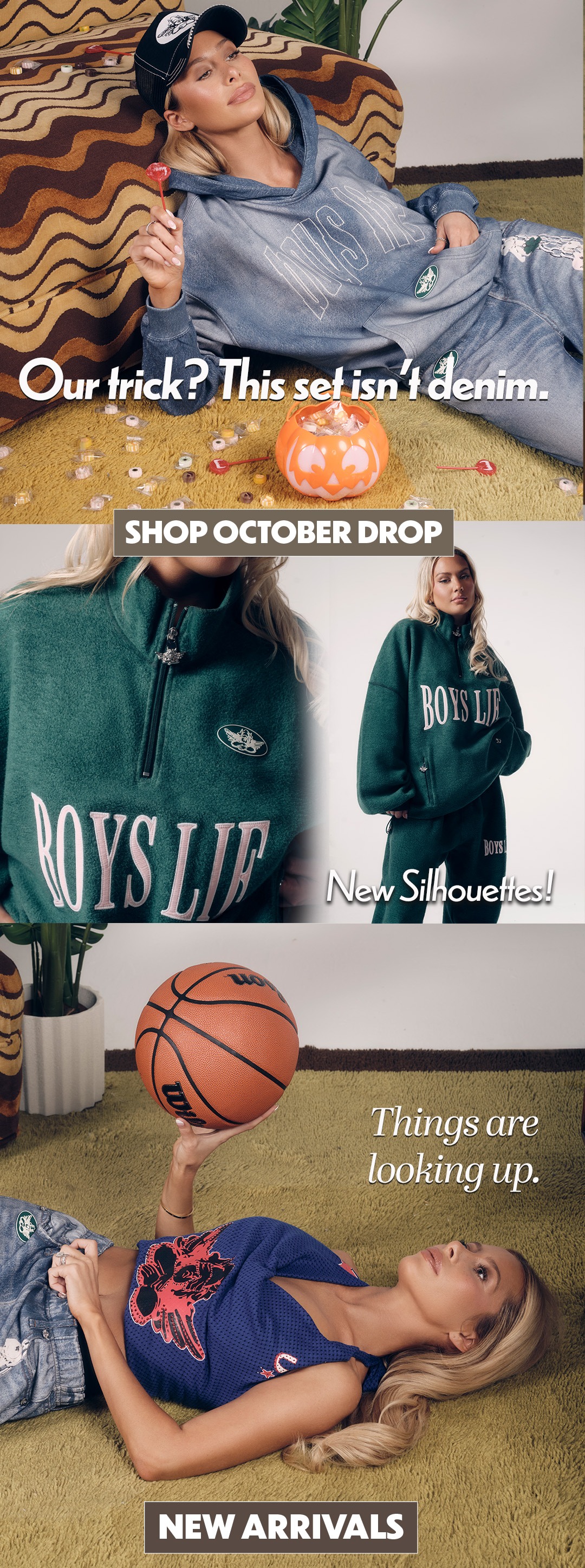 Our trick? This set isn't denim. Shop October Drop. 