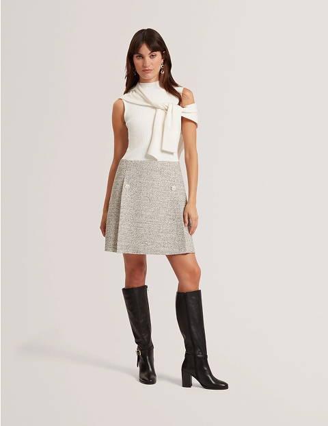 Sleeveless Boucle Knit Mini Dress
