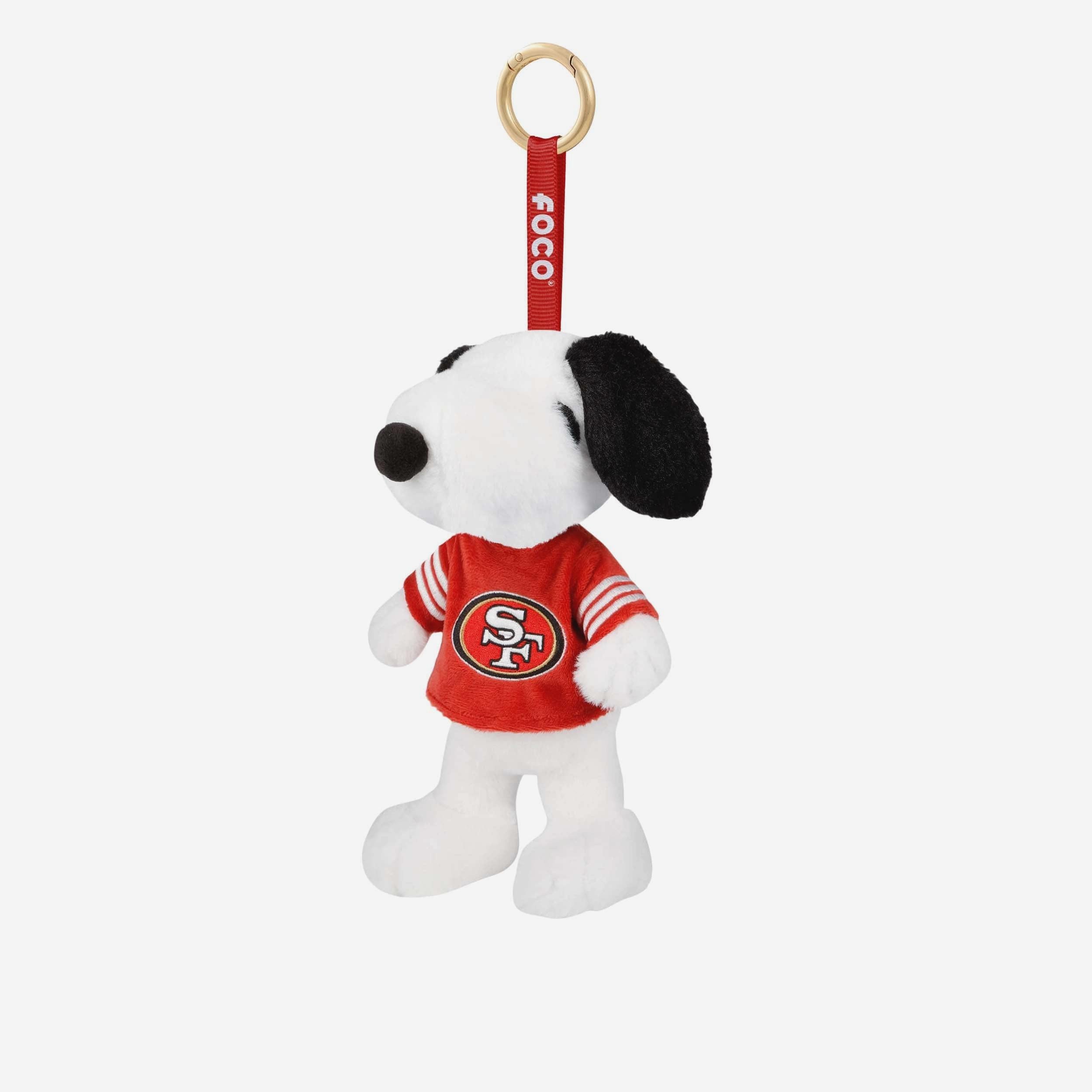Image of San Francisco 49ers Plush Snoopy Peanuts Bag Charm Keychain