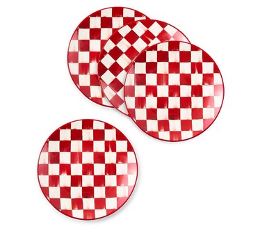 MacKenzie- Childs Set of 4 Cherry Check Small Plates