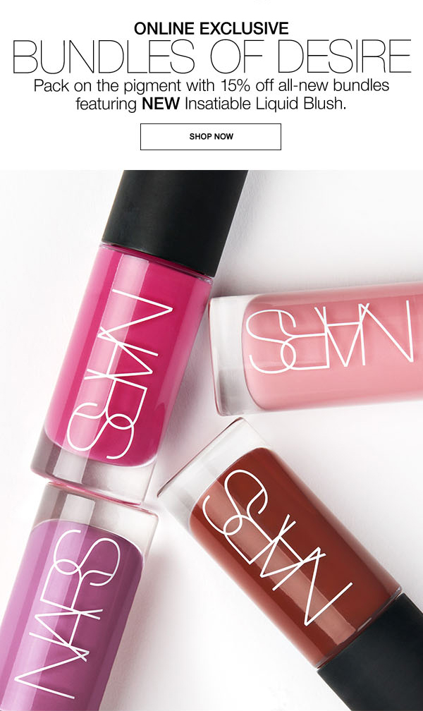 Slot 2: Pack on the pigment with 15% off all-new bundles featuring NEW Insatiable Liquid Blush.