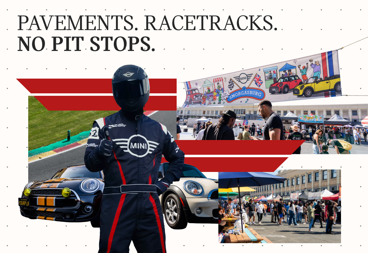 A bullet journal style image featuring MINI events such as Smorgasburg, F1, and Red Bull Dance Your Style.