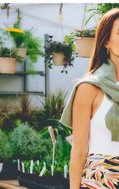 Wide Leg Airflow Crinkle Pant In Watercolor Leaf
