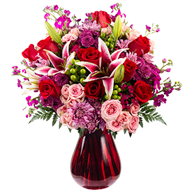 Valentines Day Hugs and Kisses Vase Arrangement