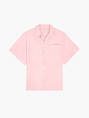 Aloe Linen Camp Collar Shirt—magnolia pink